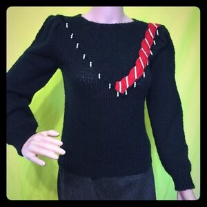 Vintage 1980s Cowl Neck Pearl Detail Sweater